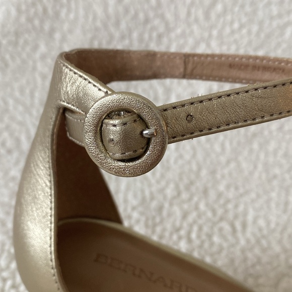 NWOT Bernardo Anthropologie Bethany Gold Braided Strap Block Heels - Picture 7 of 16
